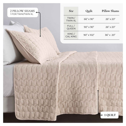 Gauze-Inspired Texture Quilt Set - Wave Stitch Collection