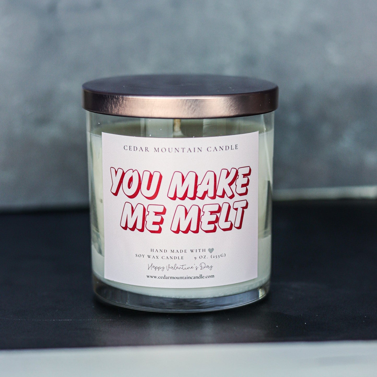 Valentine's Day Scented Soy Candle 9 oz Whiskey Glass Jar