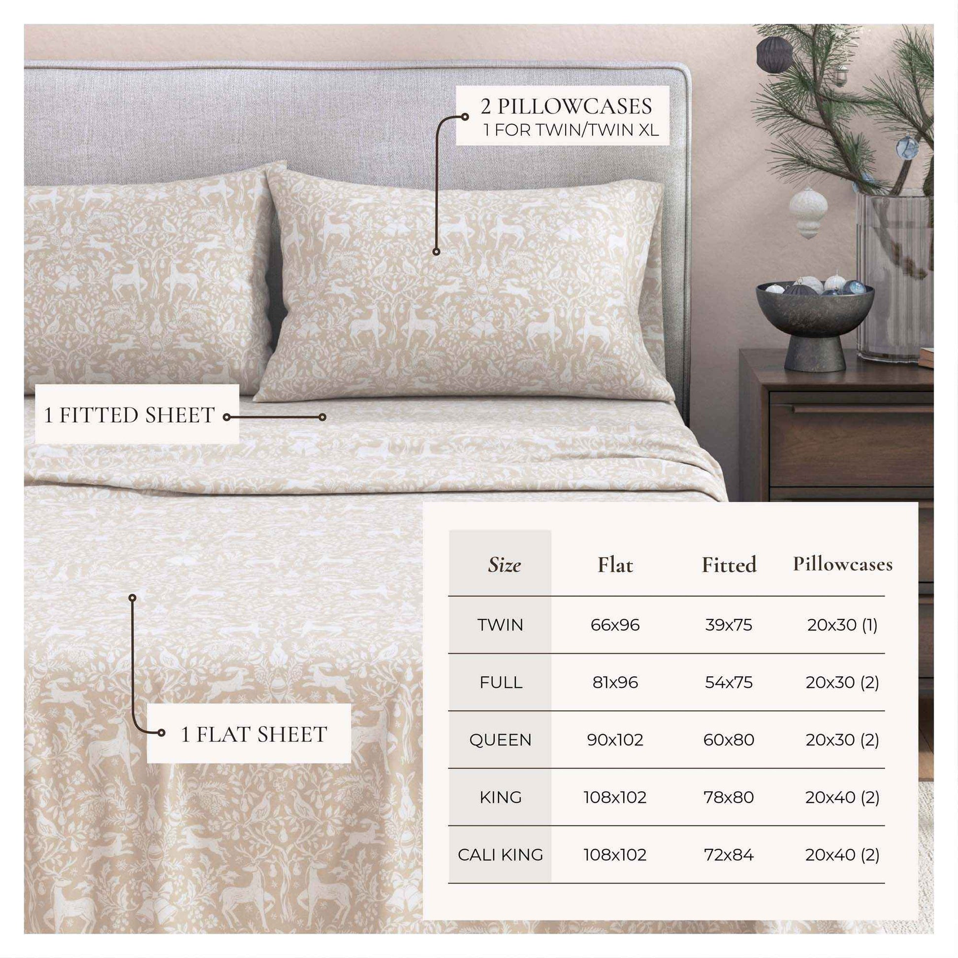 Turkish Cotton Flannel Sheet Set - Elevated Holiday Collection