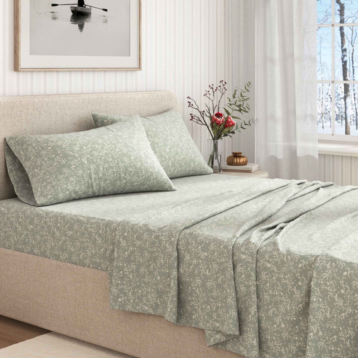Turkish Cotton Flannel Sheet Set - Winter Floral Collection