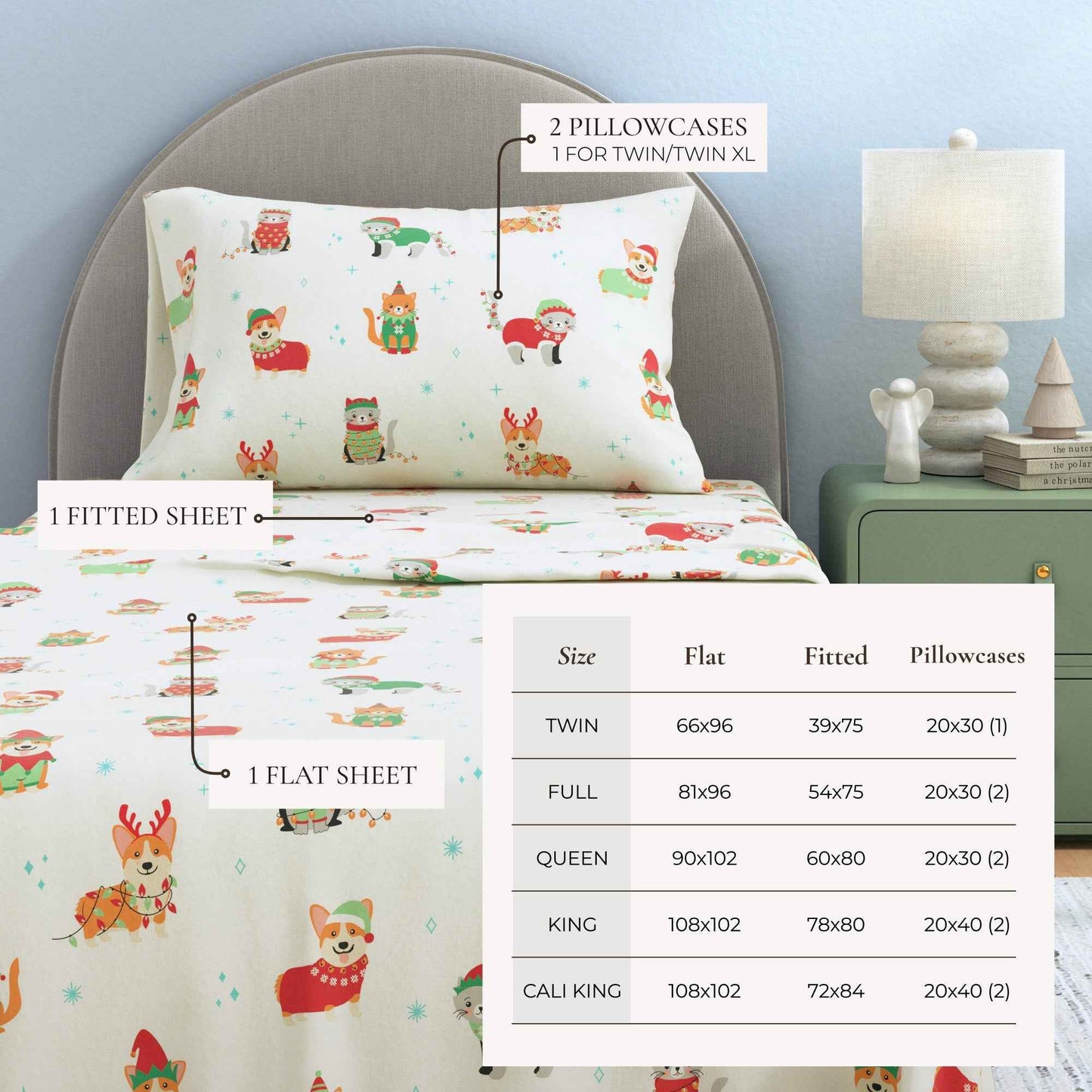 4-Piece Turkish Cotton Christmas Flannel Sheet - Whittaker Collection
