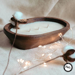 Vegas Desert Bloom - 3 Wick Natural Wood Dough Bowl