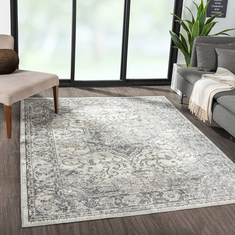 Medallion Woven Area Rug/Runner, Gray