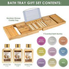Bamboo Bathtub Caddy Gift Set