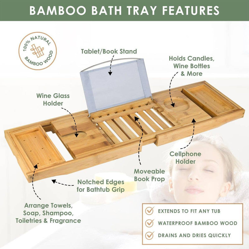 Bamboo Bathtub Caddy Gift Set