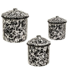 Black Splatter Enamel Canisters - Set of Three