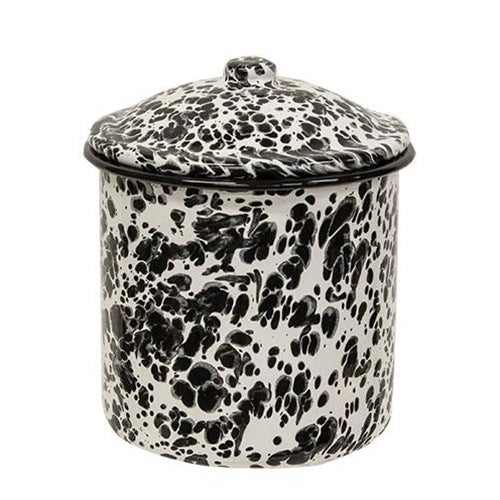 Black Splatter Enamel Canisters - Set of Three - PoshaBella