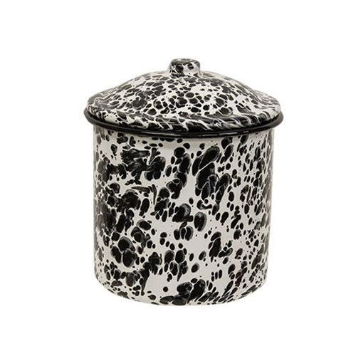 Black Splatter Enamel Canisters - Set of Three - PoshaBella