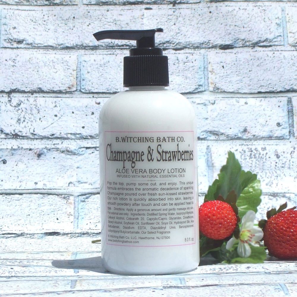 8oz. Champagne & Strawberries Aloe Vera Body Lotion - PoshaBella