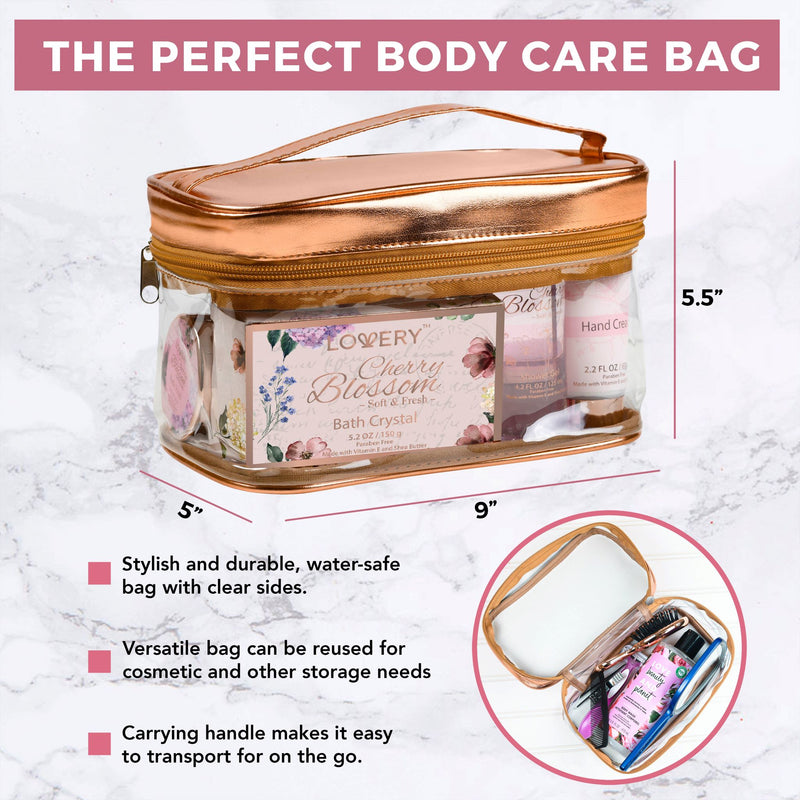 Bath and Body Gift Basket in Cherry Blossom in Rose Gold Bag