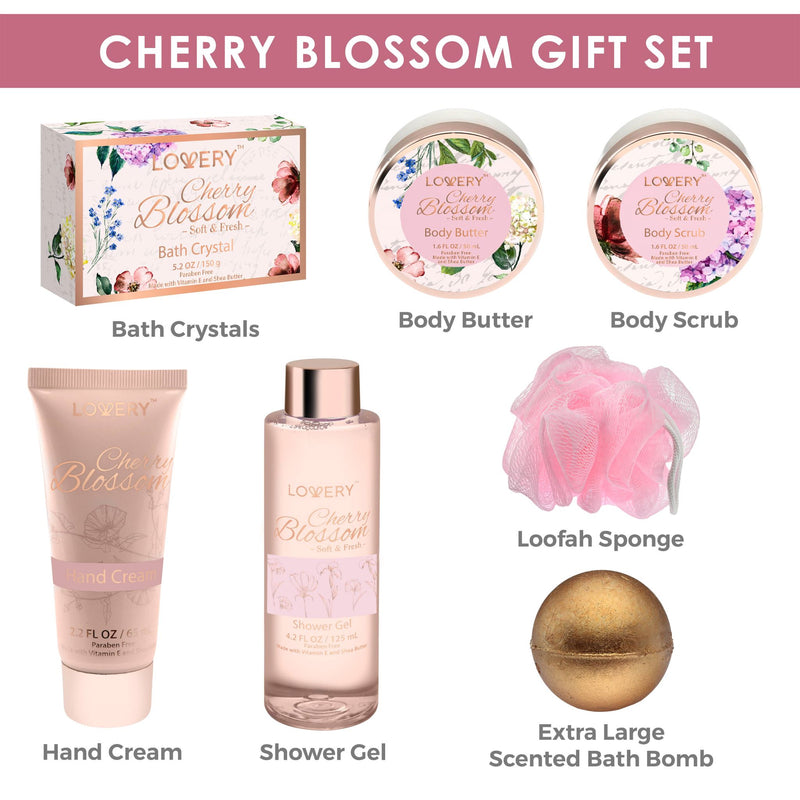 Bath and Body Gift Basket in Cherry Blossom in Rose Gold Bag
