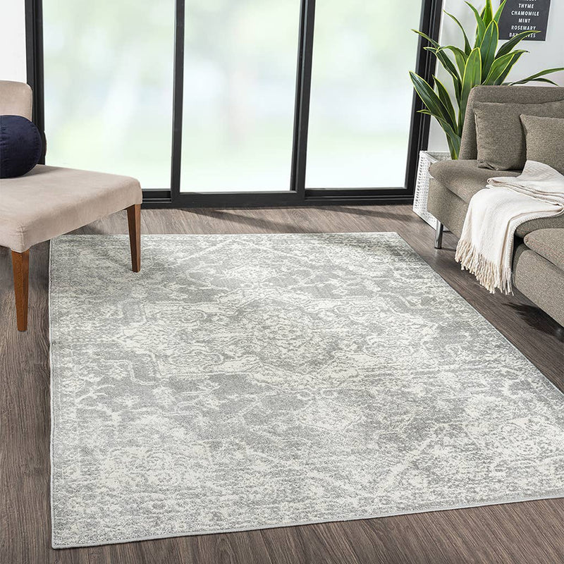 Distressed Medallion Boho Area Rug/Runner, Grey