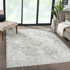 Distressed Medallion Boho Area Rug/Runner, Grey